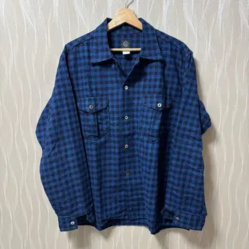 포스트 오버올즈 플란넬 셔츠 체크 네이비 L 1208-CF1