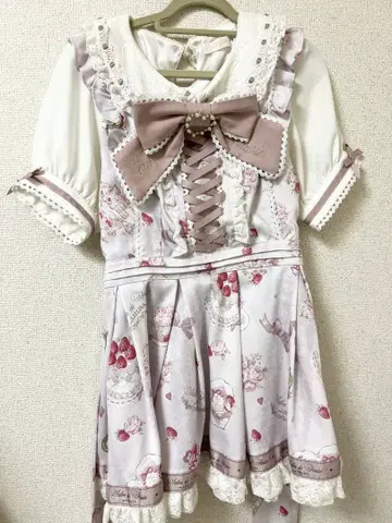 LIZLISA 핑크 반팔 Salon de Fraise 패턴 셋업