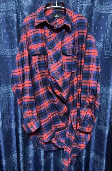 ANREALAGE 공 체크 플란넬 셔츠 택 포함 새상품