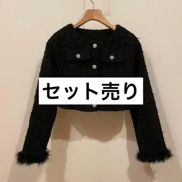 페더 트위드 자켓 메인 빵 안감 부착 스커트 셋업 pm634