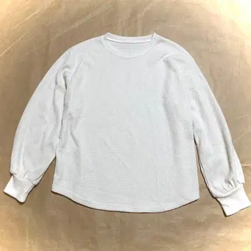 화이트 긴팔 티셔츠 프리 사이즈 와플 원단