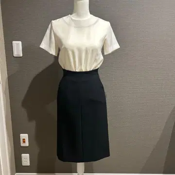 YOKO CHAN 반팔 무릎 기장 원피스 화이트/블랙