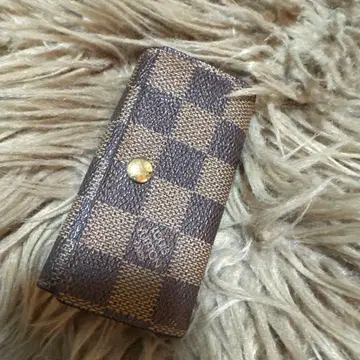 다미에 패턴 키케이스 브라운 키링 4개 포함