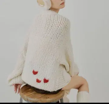 Chico 크리스마스 세트 빅 케이블 루즈 미니 원피스 아이보리