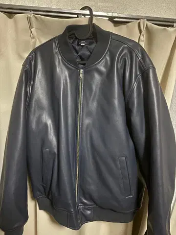 URBAN RESEARCH ITEMS 레더 봄버 자켓 다크 블루