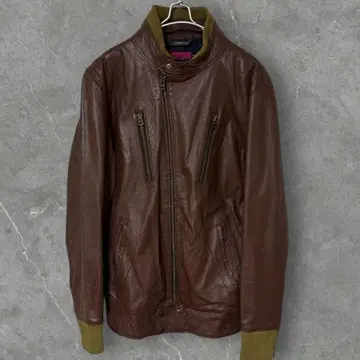 DUDE DO 듀데두 천연 가죽 자켓 리브 니트 BRW