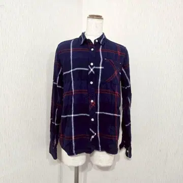 VENCE EXCHANGE 체크 플란넬 셔츠 네이비 x 레드 ( M )