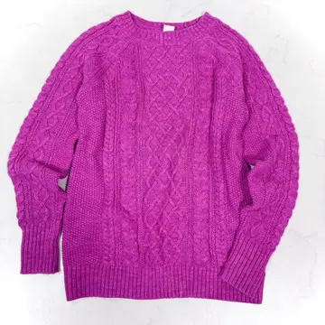 GAP 케이블 짜임 니트 스웨터 짙은 핑크 S
