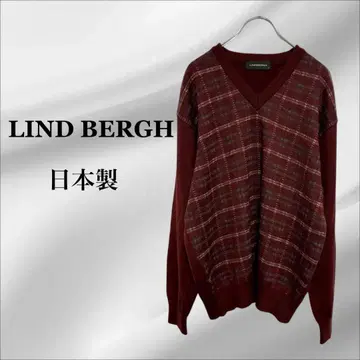 새상품급 [린] 니트 스웨터 [M] 보르도 V넥 체크