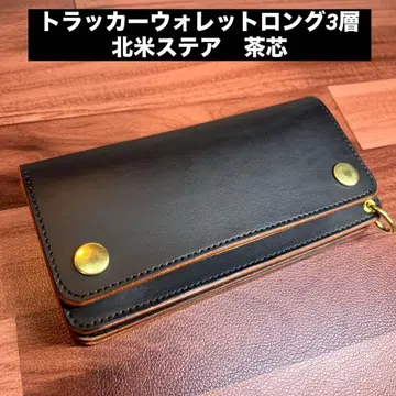 [ 트래커 월렛 롱 3층 ] 블랙 차심 골드 유니버셜