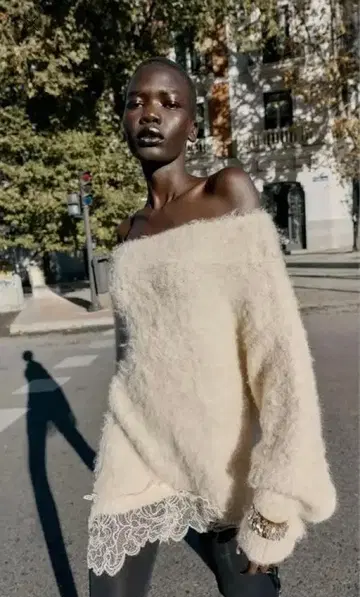 미사용 새상품 zara 자라 레이스 콤비 니트 스웨터 스웨터