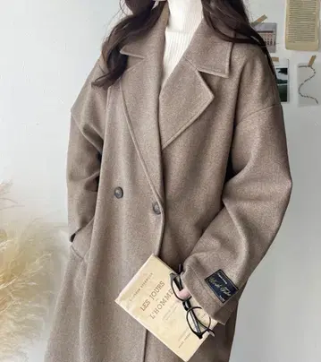 [classicalelf] 페이크 울 더블 테일러드 롱 기장 코트