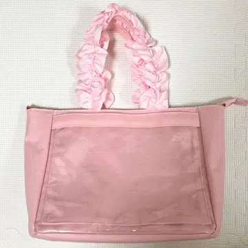 자카마트 A4 핸들 프릴 토트백 핑크