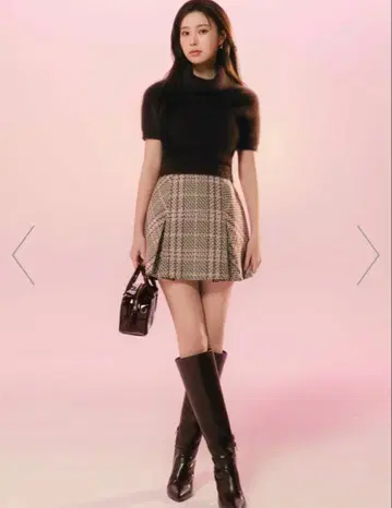 SNIDEL Sustainable 로빙 체크 미니 스커트 핑크