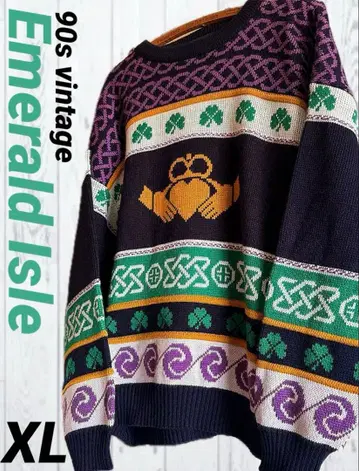 레어! 90s 빈티지 에메랄드 아일랜드 클라다 스웨터 니트