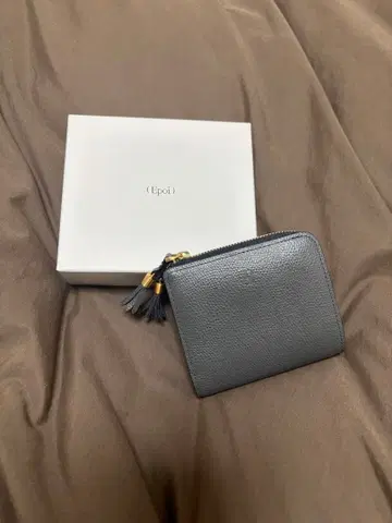 Epoi 그레이 가죽 접이식 지갑
