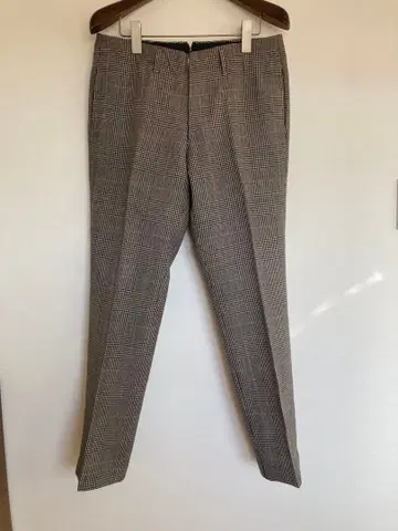 투모로우랜드 울 드레스 팬츠 브라운 계열 글렌체크 패턴 사이즈 48