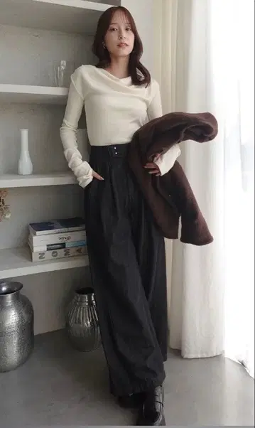 LAGUNAMOON 턱 데님 와이드 팬츠