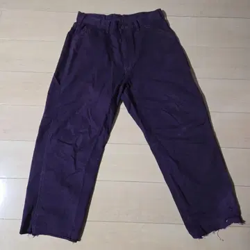 보라색 배기 더블니 데님 스케이트 패션