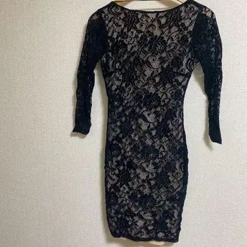 블랙 플라워 레이스 긴팔 원피스 XS 사이즈