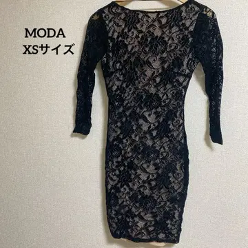 MODA 블랙 플라워 레이스 긴팔 원피스 XS 사이즈