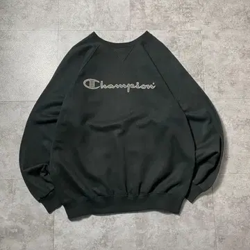 00's 챔피온 프린트 블랙 블랙 래글런 맨투맨 트레이닝복