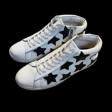 화이트/블랙 별 모양 디자인 스니커즈