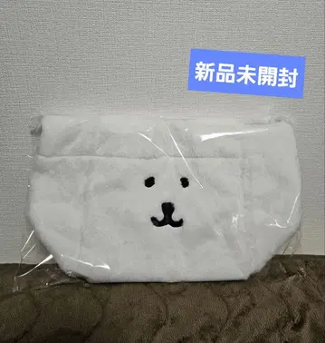 나가노 캐릭터즈 퍼 토트백 곰 페이스 화이트