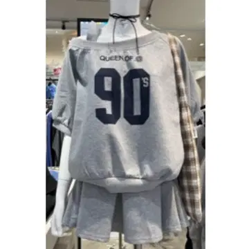 SpRay 오프숄더 셋업 여성용 한국 플리츠 스커트