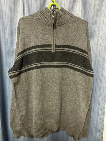 에디 바우어 하프 지퍼 니트 스웨터 풀오버 그레이 블랙