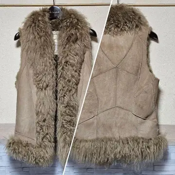 goa 베이지 칼간 라무 퍼 베스트 양가죽