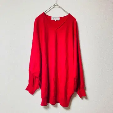 로페피크닉 니트 스웨터 (38) 돌먼 빨간색 여성용 빅 루즈