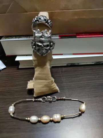 스컬 반지 & 크로스 반지 & 펄풍 팔찌 세트 반지 액세서리