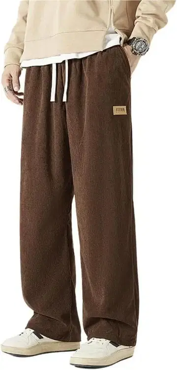 코듀로이 롱 팬츠 남성용 오버 사이즈 브라운 XXL 2XL
