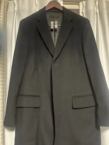 블랙 체스터 코트 싱글 브레스티드