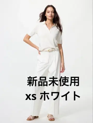 미사용 UNIQLO 와이드 턱 팬츠 화이트 XS