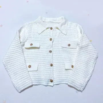 한국 구매 아이보리 라펠 니트 자켓