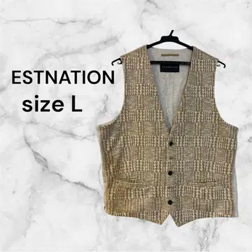 ESTNATION 에스트네이션 믹스 트위드 베스트 남성용 베이지