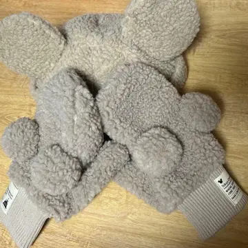 미키마우스 귀 달린 보아 모자 & 장갑