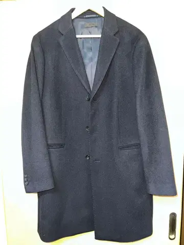 네이비 체스터 코트 울 혼방