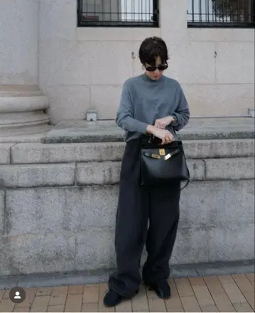 그레이 플리스 와이드 팬츠 마차트 36