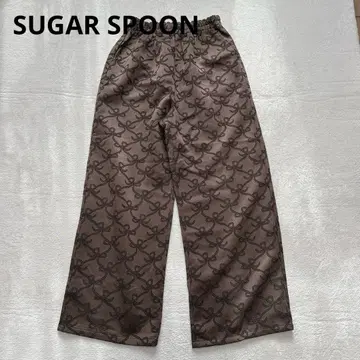 N14 SUGAR SPOON 리본 무늬 이지 팬츠 브라운 F 올 패턴