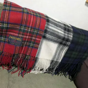 TWEEDMILL 체크 무늬 머플러 대형 담요 무릎담요 스톨