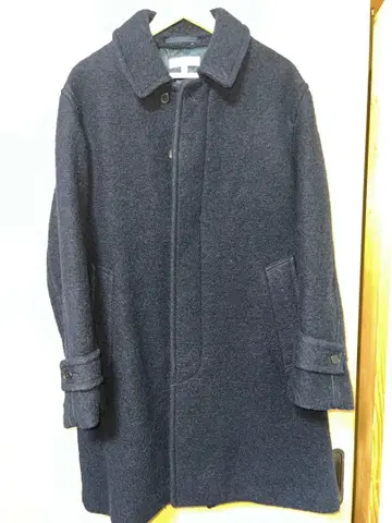 다크 블루 스텐카라 코트 울 혼방