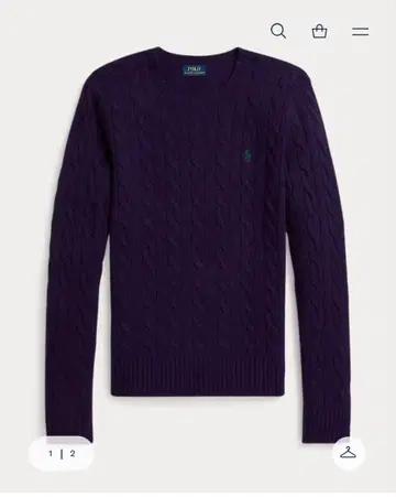 폴로 랄프로렌 케이블 울 캐시미어 크루넥 스웨터