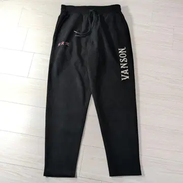 VANSON 블랙 트랙 팬츠 자수 스웨이드 느낌 M