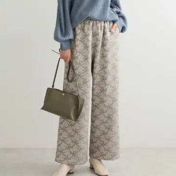 N15 SUGAR SPOON 리본 무늬 이지 팬츠 라이트 베이지 올 패턴