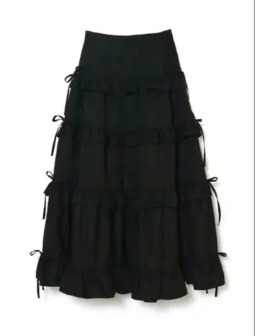 bubbles 리본 프릴 롱 스커트 블랙