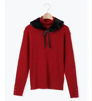 [ 유베시 x Samansa Mos2 ] 티펫 부착 리브 니트