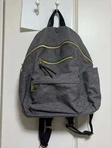 그레이 백팩 골드 지퍼